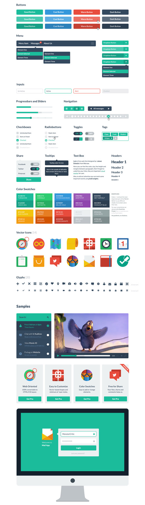 Flat Icons and Web Elements for UI Design-31