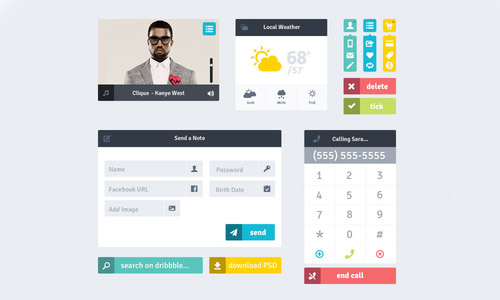 Flat Icons and Web Elements for UI Design-6