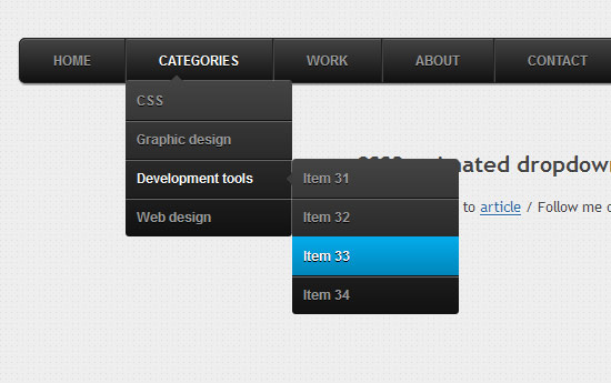 CSS3 animated dropdown menu