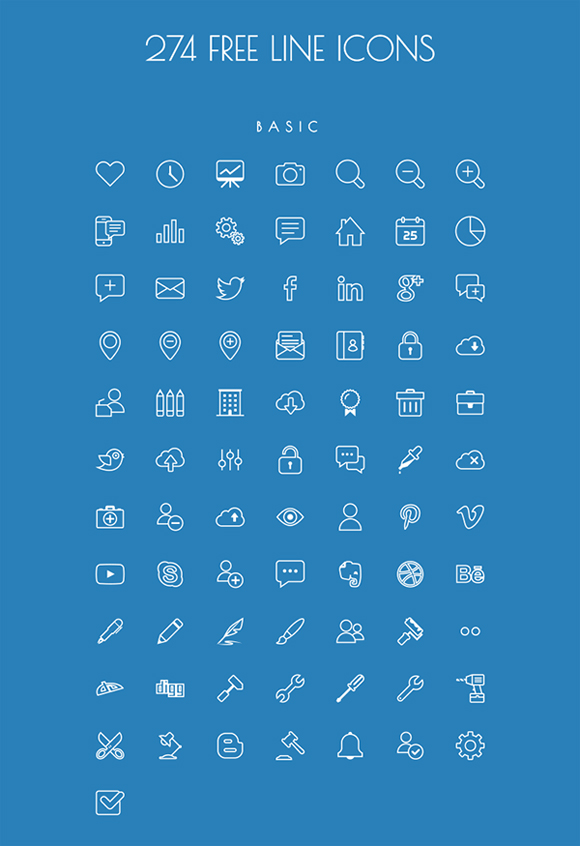 274 Vector Line Icons for free