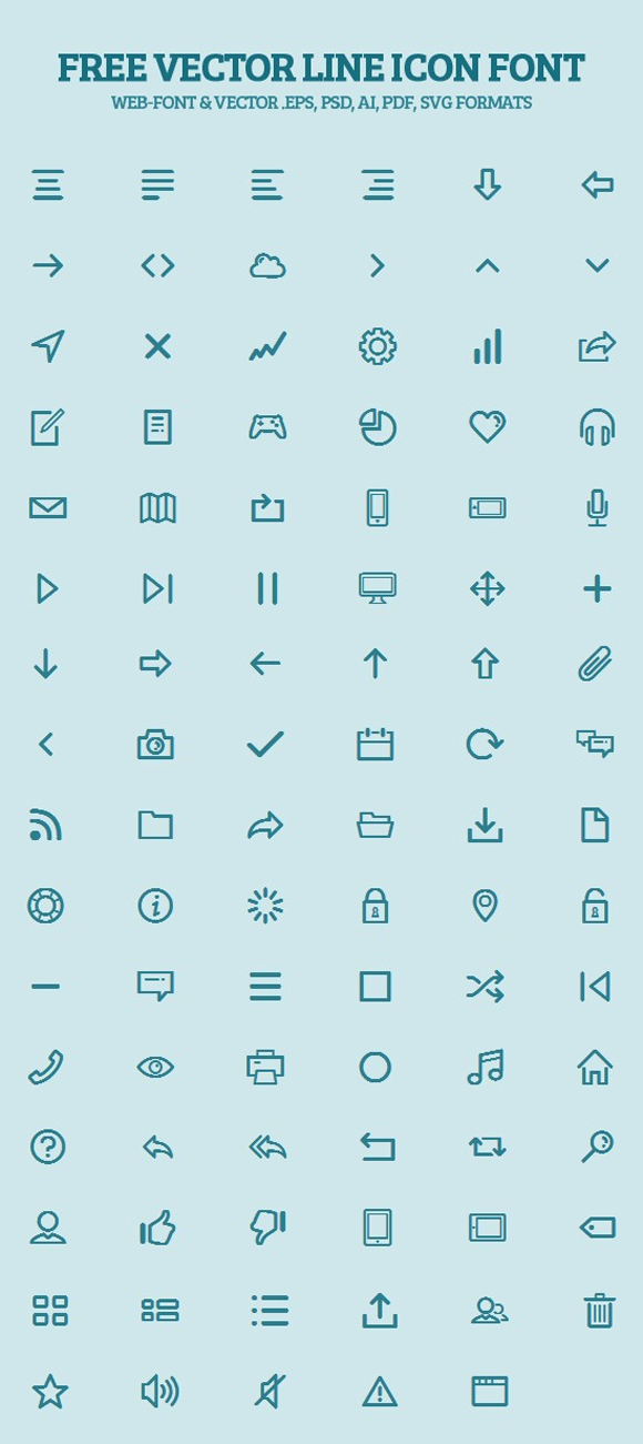 90+ Free Vector Line Icon Font