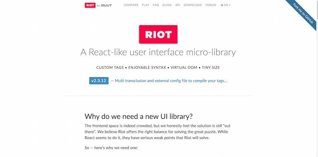 Riot.js — A React like user interface micro library